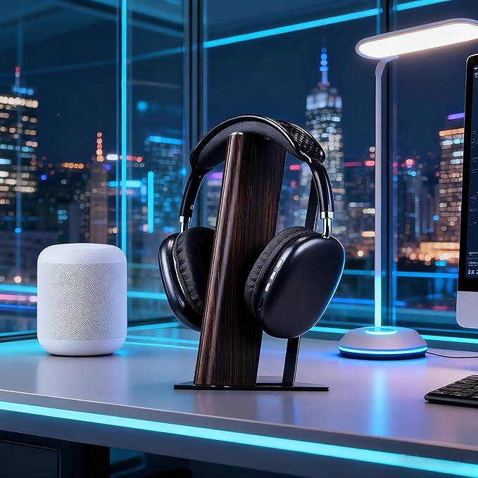Gunking Luxury Headphone Stand for Desk,Desktop Headset Stand (Wooden Deisgn+high Carbon Steel)