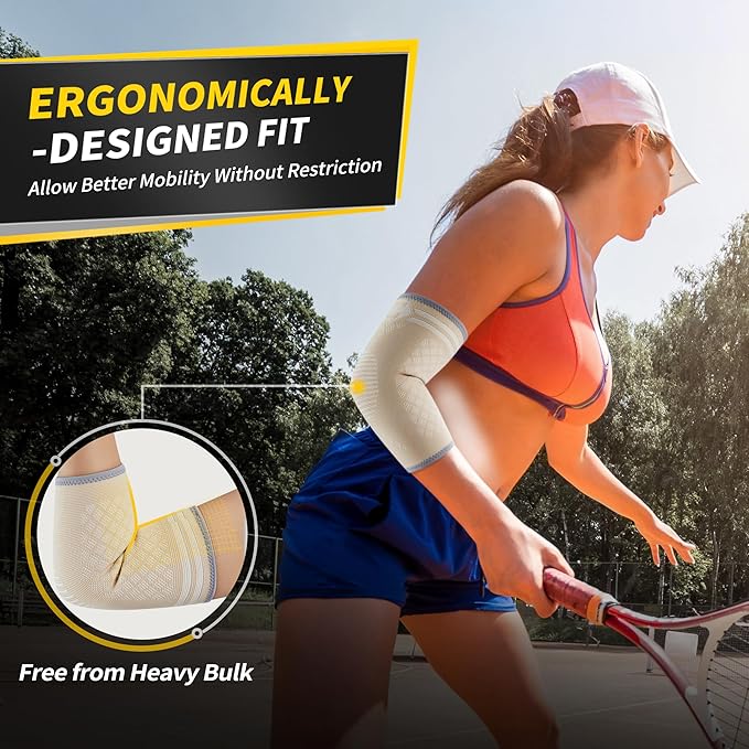 CAMBIVO 2 Pack Elbow Brace for Tendonitis, Tennis Elbow Compression Support Sleeve for Golfers Elbow Pain Relief, Arthritis, Bursitis, Workout, Weightlifting