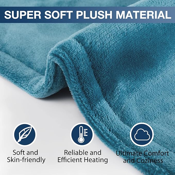 DAILYLIFE Heating Pad for Neck and Shoulders and Back, Electric Heating Pad for Back Pain Relife, 6 Heating Settings, UL Certified with Overheating Protection and Machine Washable, 26"x35", Blue