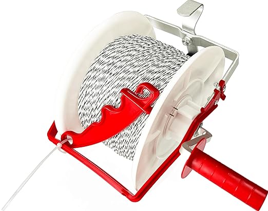 1 Pack 3:1 Geared Electric Fencing Standard Reel with 1640ft Premium Polywire 6 Conductors Plus 1 Free 8 inch Insulgrip
