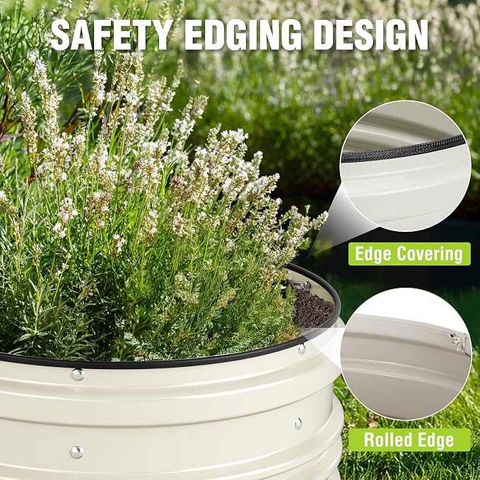 WORKPRO 3Pcs 2x2x1ft Galvanized Raised Garden Bed Set, Rust & Corrosion Protection, Easy Assembly, Safe Edge, Ideal for Vegetables & Flowers, White