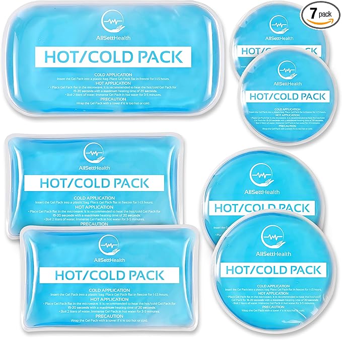 Reusable Hot and Cold Gel Ice Packs for Injuries - Gel Cold Packs for Injuries - Multiple Shapes and Sizes 7 Variety Pack