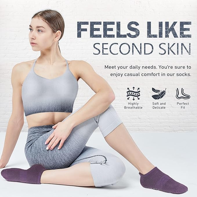 NEWZILL 3 Pairs Non Slip Yoga Socks With Grips for Women & Men, Unisex Anti Skid Socks for Pilates Barre Workouts Hospital
