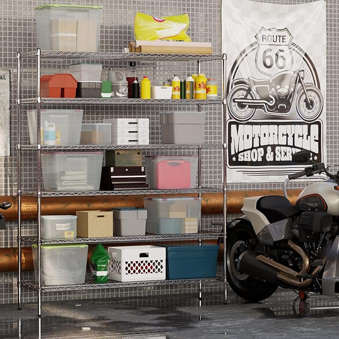 18" Deep x 60" Wide x 74" Height Wire Shelving Kit | 6-Tier | NSF Commercial Storage Rack Unit