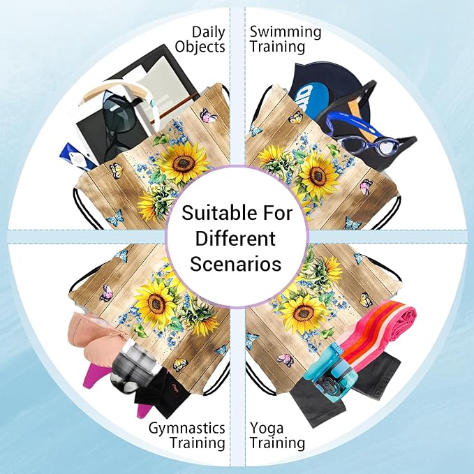 Wooden Sunflower Gymnastics Grip Bag Small Gymnastics Pouch String Bag for Gym Sports Grip