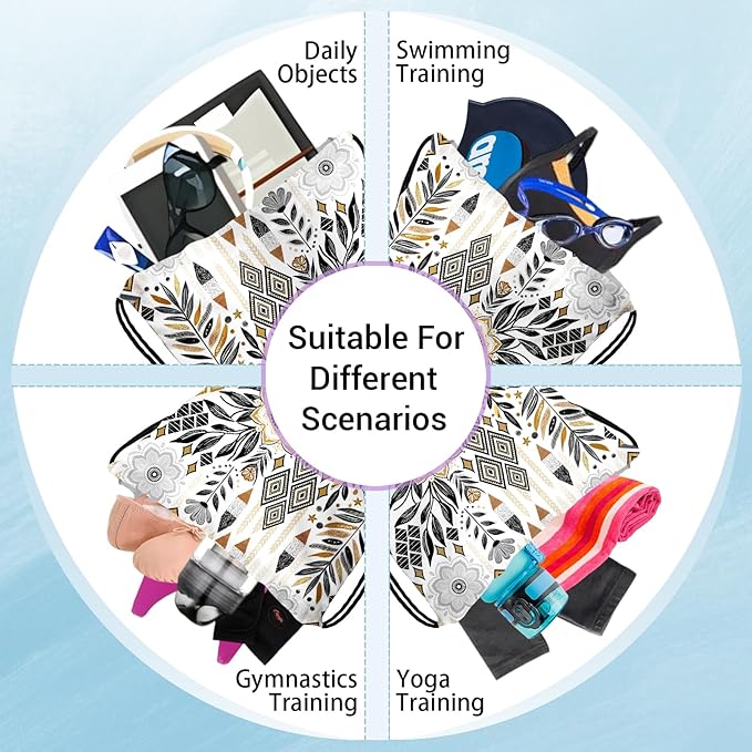 Abstract Floral Gymnastics Drawstring Bags Lightweight Small Gym String Bag for Dancer Gymnasts