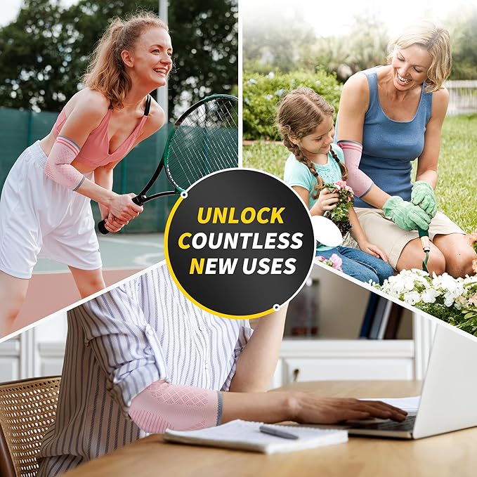 CAMBIVO 2 Pack Elbow Brace for Tendonitis, Tennis Elbow Compression Support Sleeve for Golfers Elbow Pain Relief, Arthritis, Bursitis, Workout, Weightlifting