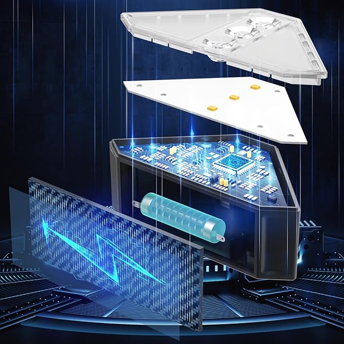 ROSHWEY Solar Stair Lights Outdoor Waterproof, 16 Pack Step Lights for Outside, Triangle Solar Powered Step Light for Deck, Front Porch, Backyard, Patio Decor, Warm White