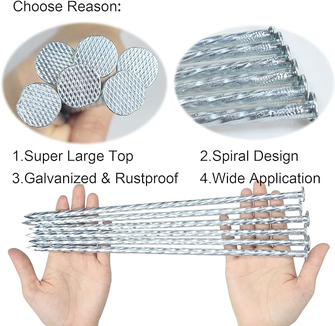 12 Inch Galvanized Landscape Stakes Metal Landscape Edging Anchoring Spikes, Landscape Anchoring Stake for Artificial Turf, Paver Edging, Weed Barrier, Tent, Camping, Carpentry (25)