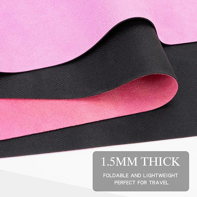 Travel Yoga Mat, Non-slip Foldable Travel Fitness Mat With Carry Bag for Yoga, Exercise, Pilates, 1.5mm Thick Lightweight Exercise Yoga Mat for Women