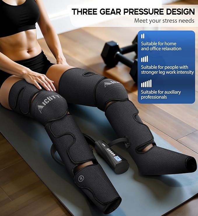 Air Compression Leg Massager with Heat - Circulation Booster for Foot, Calf, Knee & Thigh Pain Relief - Gifts for Women, Men, Dad, & Mom for Mother's Day, Father's Day, Birthdays & Christmas