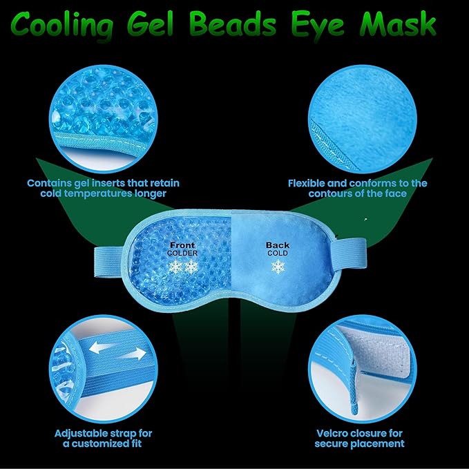 Eye Mask Set of 3 - Heated Eye Mask with Weighted Moist Warm Compress for Dry Eyes & Migraine - Cooling Eye Mask with Cold Compress for Irritated Eyes, Dry Eyes, Blepharitis, and Styes