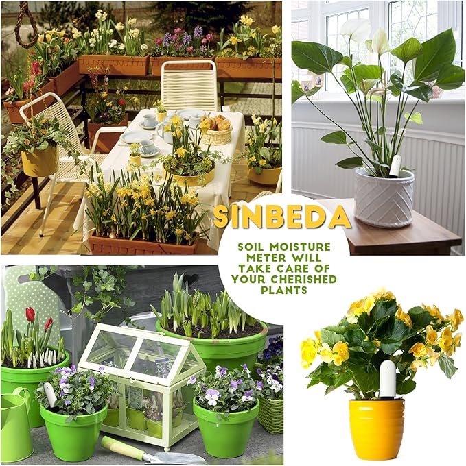 Soil Moisture Meter 4 in 1,Plant Water Monitor,Automatically detect Moisture/Temperature/Light/Fertility,Can Connect to Mobile Phone via Bluetooth,Hygrometer Sensor for Indoor Plants (3pc)