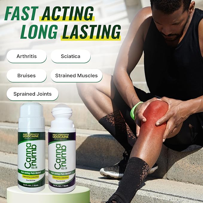 Hemp Oil Pain Relief Roll-On with Lidocaine | Fast Acting Pain Relief with Arnica + Boswellia + Menthol - Ideal for Arthritis, Sciatica, Strained Muscles, Joints, Backache & Bruises, 2.5oz