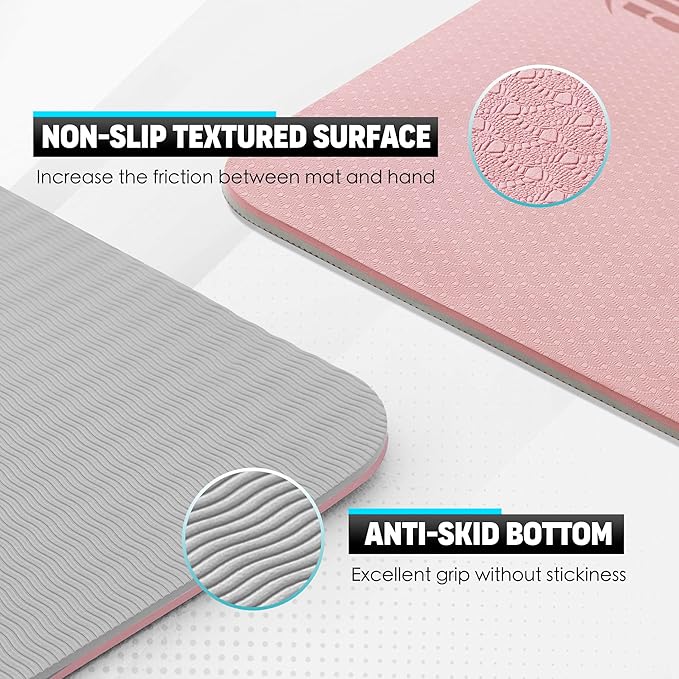 UMINEUX Large Yoga Mat for Men and Women 1/4 & 2/5 Inch Extra Thick TPE Fitness Mat for Home Gym Workout, Non-Slip, Eco Friendly Exercise Mat for Yoga, Pilates, Stretching, Meditation