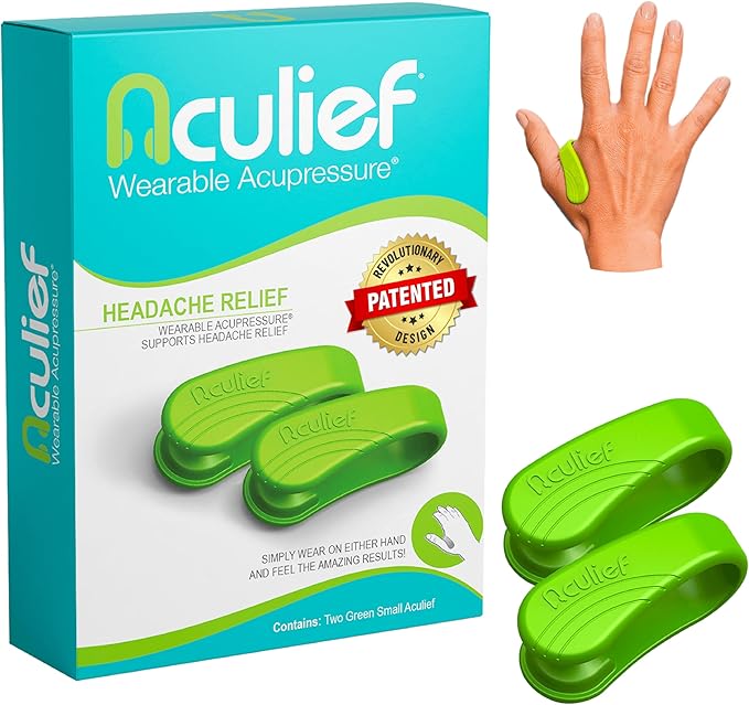 Aculief Wearable Acupressure Device - Pressure Point Stimulation & Stress Support - Acupuncture-Inspired Design - Pack of 2, Small, Green
