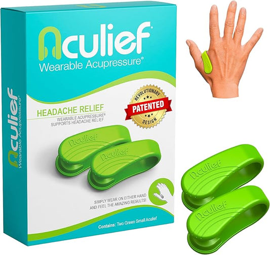 Aculief Wearable Acupressure Device - Pressure Point Stimulation & Stress Support - Acupuncture-Inspired Design - Pack of 2, Small, Green