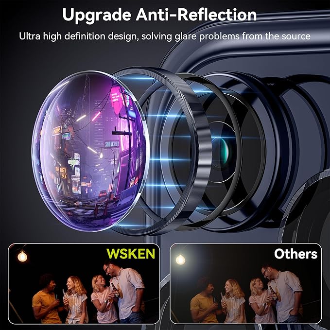 WSKEN for iPhone 15 Pro/iPhone 15 Pro Max Camera Lens Protector,[Keep Original Shooting] Shatterproof 9H Tempered Glass Camera Screen Protector Metal Ring Cover Film Accessories,Blue Titanium