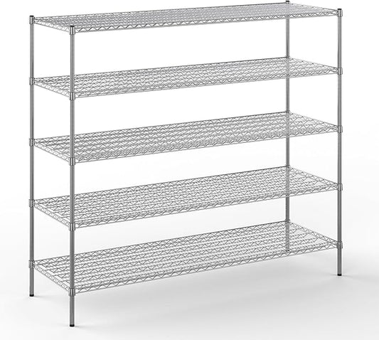 24" Deep x 72" Wide x 64" Height Wire Shelving Kit | 5-Tier | NSF Commercial Storage Rack Unit