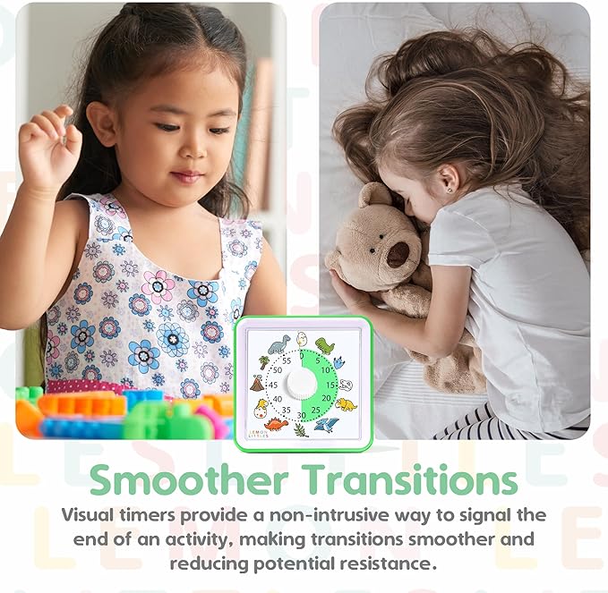 Visual Timer for Kids, Toddler, Autism, ADHD & Preschool Classroom - Animal Silent Countdown Timers - 60 Minute Productivity & Time Management Clock (Dinosaur)