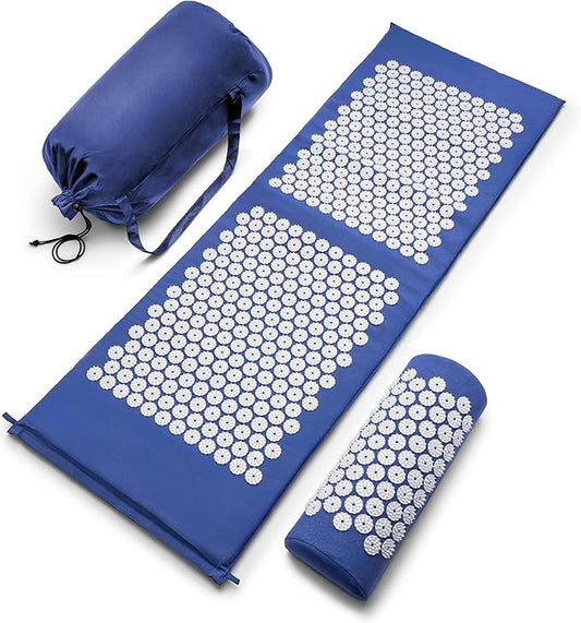 Sivan Health and Fitness Acupressure Mat and Pillow Set - Grounding Mat for Stress, Back & Neck Pain - Acupuncture Point Massage Mat for Muscle Relaxation, Sciatica, & Meditation - Includes Carry Bag
