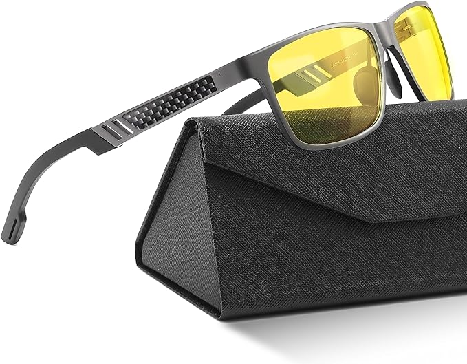 Carbon Blue Light Blocking Glasses Men for Computer, Gaming, Metal Frame Green Light Protection Night Driving Glasses for Man