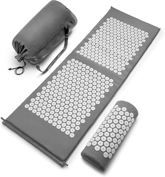 Sivan Health and Fitness Acupressure Mat and Pillow Set - Grounding Mat for Stress, Back & Neck Pain - Acupuncture Point Massage Mat for Muscle Relaxation, Sciatica, & Meditation - Includes Carry Bag