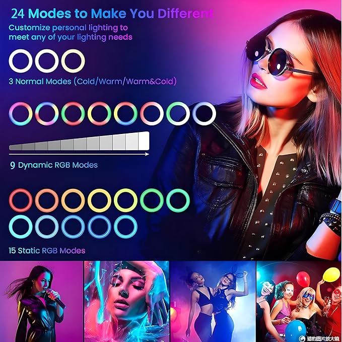 10" Selfie Ring Light with 4" Desktop Tripod Stand & 1 Phone Holder, LED Ringlight with Dimmable Modes(RGB) for Makeup/Photography/Videos/Vlog/TikTok (STDLR10-V2)