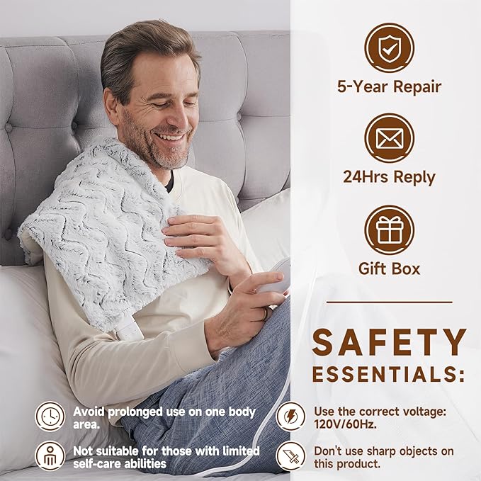 Heat Massaging Weighted Heating Pad for Back Pain Relief, Weighted Electric Heating Pad with Massaging Vibrations 20"x24" 4.1lb BPA-Free Non-Toxic Beads, 4 Heat Settings, 4 Massage Modes, 2h Auto-Off