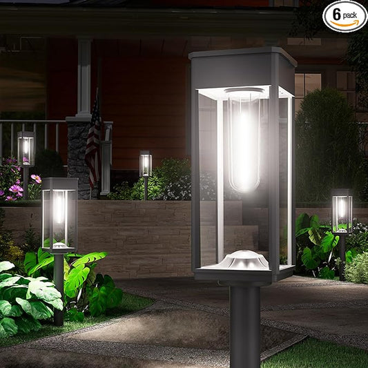 Solar Pathway Lights Outdoor, 6 Pack Solar Garden Lights Waterproof Bright LED Path Lights Solar Powered for Outside Yard Patio Lawn Walkway Driveway Decor Landscape Lighting (Cool White)