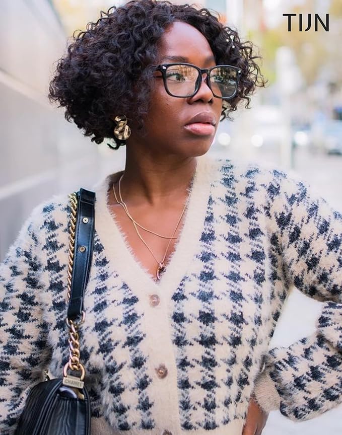 TIJN Blue Light Blocking Glasses for Women Men Clear Frame Square Nerd Eyeglasses Anti Blue Ray Computer Screen Glasses