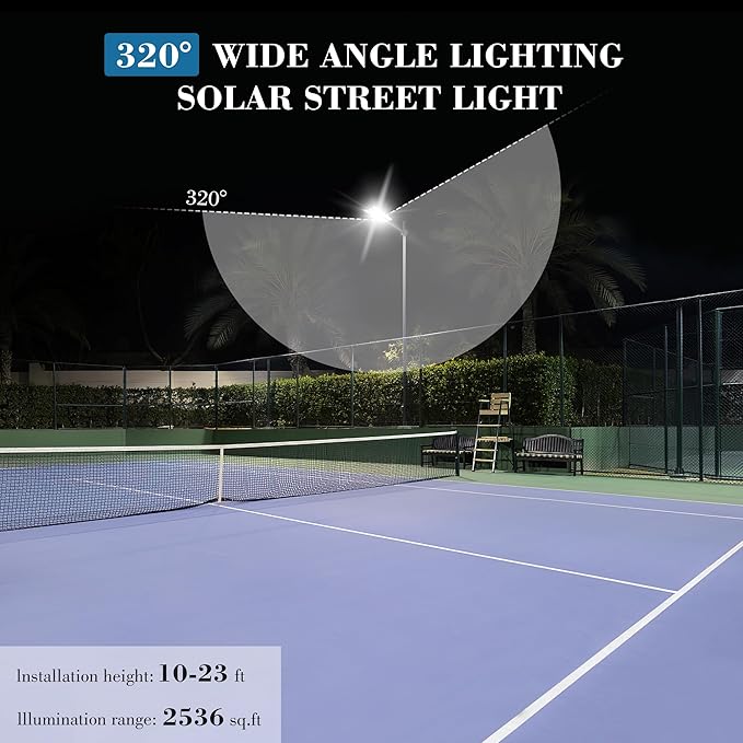 10000W Solar Street Light - 7000K Wide Angle Solar Lights Outdoor with Motion Sensor & Dusk to Dawn, IP66 Waterproof Solar Street Lights Outdoor for Roadway Yard