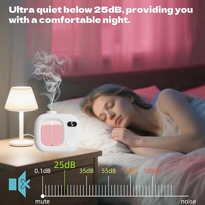 Waterless Essential Oil Aromatherapy Diffuser Mini Led Wireless Smart Aroma 360 Small Difusor Cordless for Home Large Rooms Scent Bathroom Hotel Collection Office Car Fragrance Air Scent Humidifier