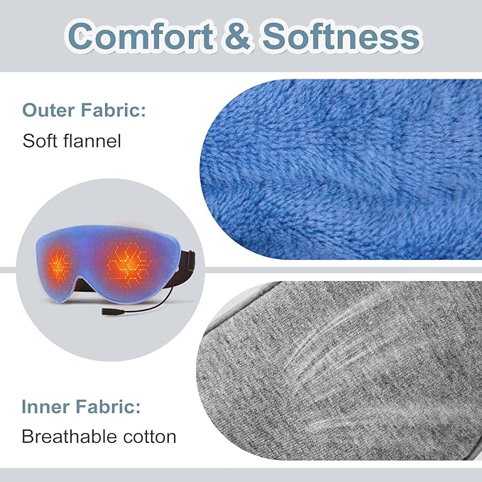 Heated Eye Mask for Dry Eyes, USB Electric Warm Eye Compress Heat Eye Masks with Temperature&Timer Control, Eye Heating Pad for Dry Eyes, Stye Treatment, Chalazion, Blepharitis, MGD, Puffy