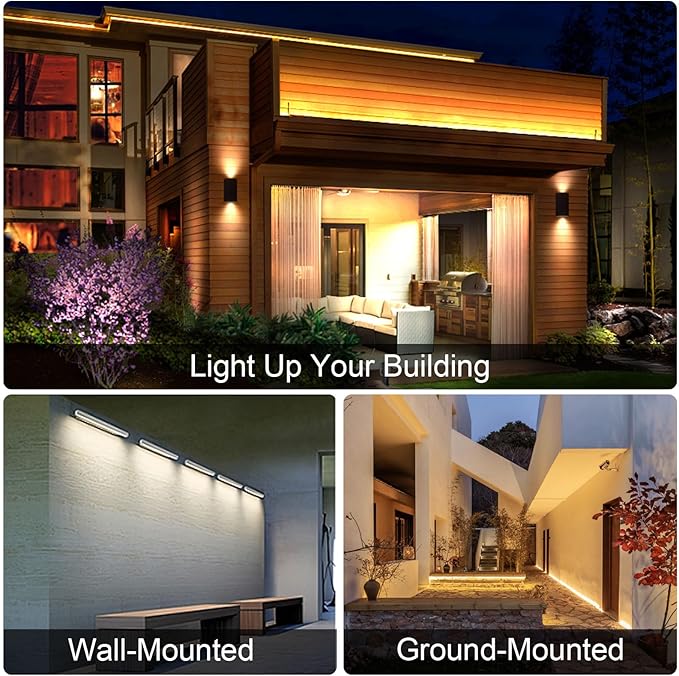 Outdoor Wall Washer Lights 2 Pack,36W 4000K Neutral White Wall Light,120V IP67 Waterproof 2ft Led Linear Wall Light Bar for Outdoor Indoor Building Sign, Hurches,Garden,Courtyards Lighting