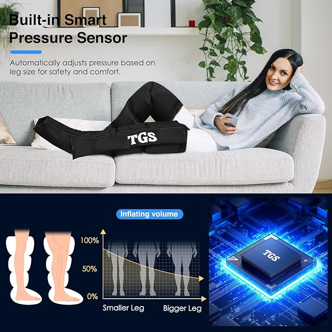 Leg Massager for Circulation and Pain Relief Thigh Compression Boots Professional Calf Recovery Compression System Full Leg Circulation Machine - Reduces Muscle Fatigue for Athletes/Seniors