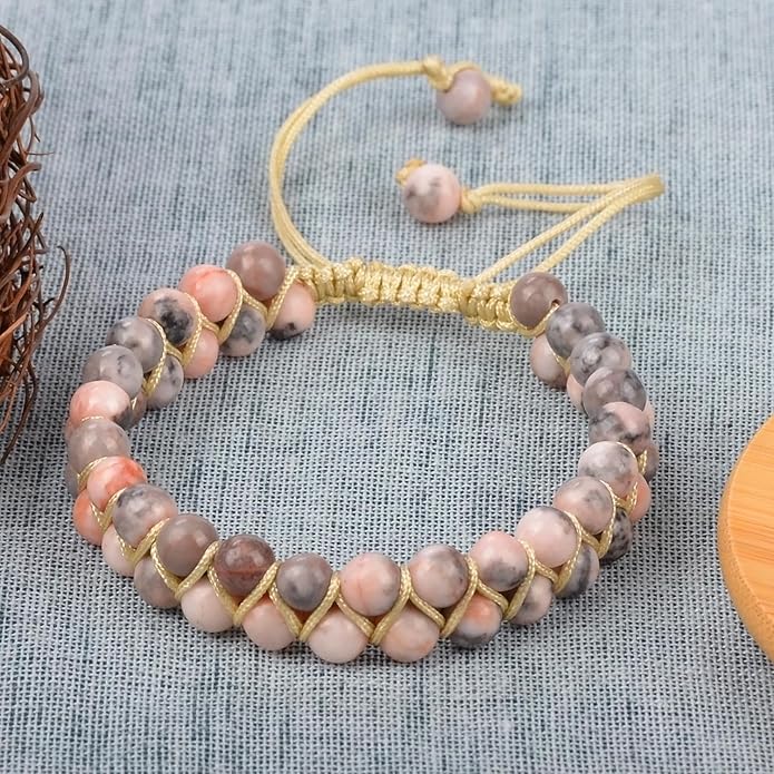 MASSIVE BEADS Double Layer Natural Chakra Healing Power Crystals Macrame Bracelet Yoga Stone Beads Gemstone Meditation Relax Anxiety Bangle for Unisex Women Men