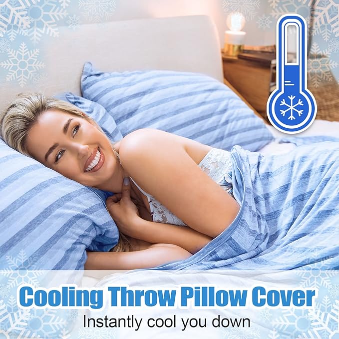 Cooling PillowCase Covers Only,Queen Size Set of 2 with Double Sided Cold,Moisture Wicking Pillowcase Cover with Hidden Zipper Japanese Cold Tech Pillow Case Protectors for HotSleepers and NightSweats