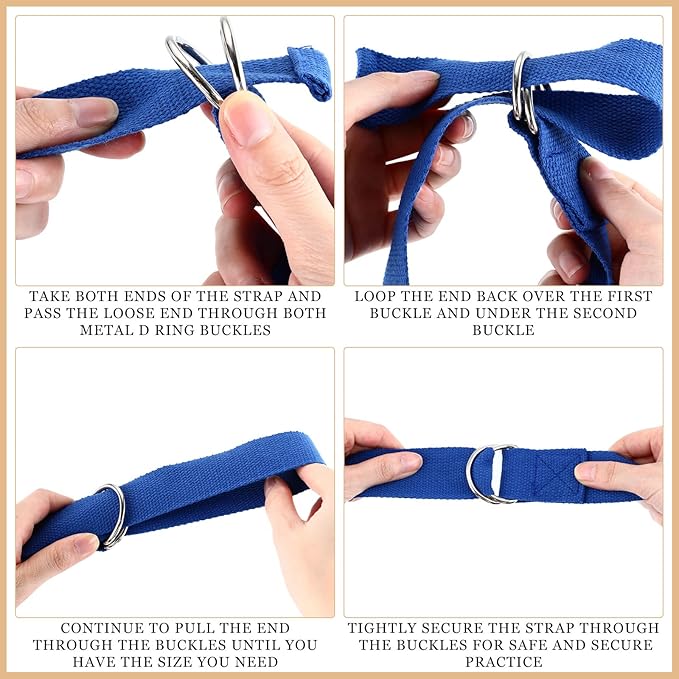 6 Pcs Yoga Strap for Stretching 8 Ft Yoga Exercise Adjustable Straps Bands with Safe Adjustable D Ring Buckle for Pilates Gym Workouts Fitness Improves Sitting Posture