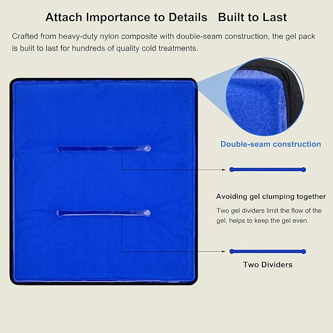 Koo-Care Extra Large Gel Ice Pack for Injuries Reusable Flexible Hot Cold Compress with Wrap for Shoulder Rotator Cuff, Back, Hip, Shin, Knee Replacement Surgery Pain Relief 13.1" x 14.7" XL Pack of 2