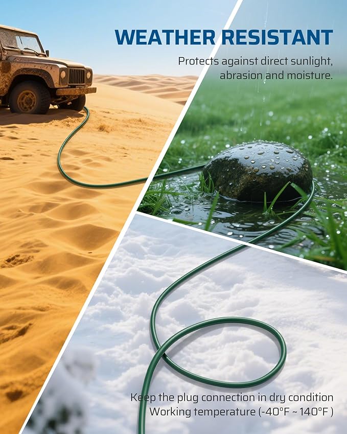 DEWENWILS Outdoor Extension Cord Multiple Outlets 45ft, Evenly Spaced 3 Outlets Plugs with Safety Cover, 16/3 SJTW Weatherproof Wire for Outdoor Lights and Holiday Decorations