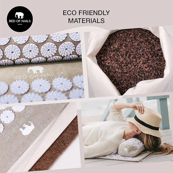 Bed of Nails Original Premium ECO Gift Set, Acupressure Mat and Pillow with 10,962 Pressure Points, Relieves Neck/Back Pain, Relaxes, Increases Energy, Includes Bag