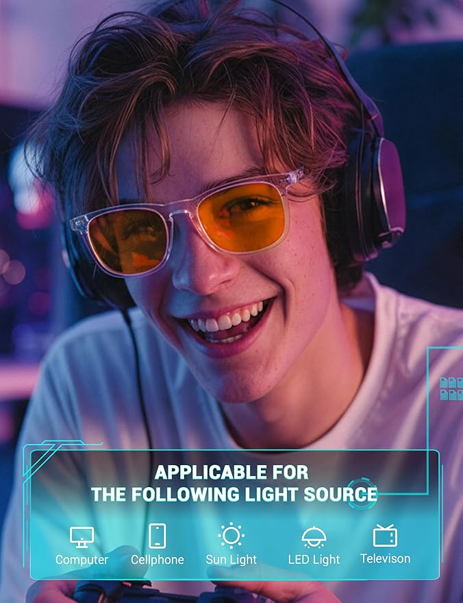 TIJN Sleep Glasses for 99% Blue Green Light Blocking Red Lens for Computer Gaming Screen Fatigue UV Protection
