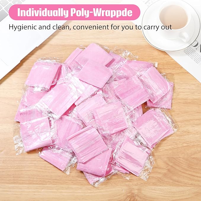 Waydress 140 Pieces Disposable Spa Facial Headbands with Convenient Closure, Stretch Facial Headwraps Soft Skin Care Hair Band for Women Salons (Pink)