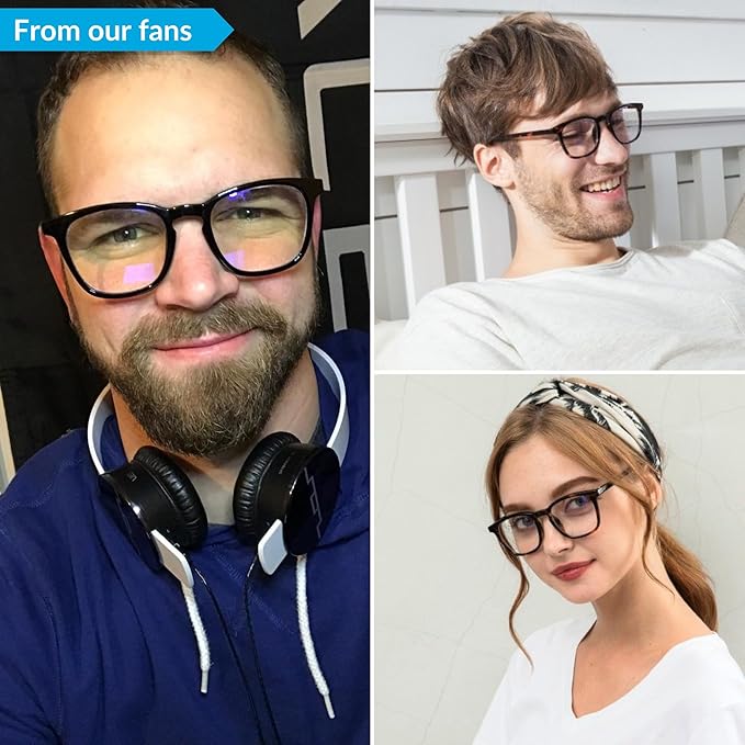 J+S Vision Blue Light Blocking Glasses for Men Women | Computer Gaming Work| Anti Strain Fatigue UV Glare | Medium-Small Fit