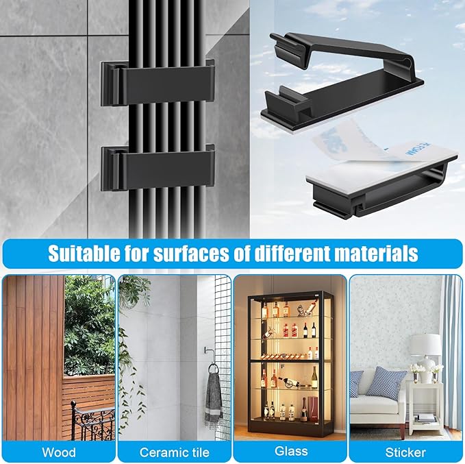 XHF 100 PCS Self Adhesive Cable Clips(L) Black,Wire Clips Cable Management Wire Organizer Cord Holder for Under Desk, Car, Wall, TV PC Ethernet Cable