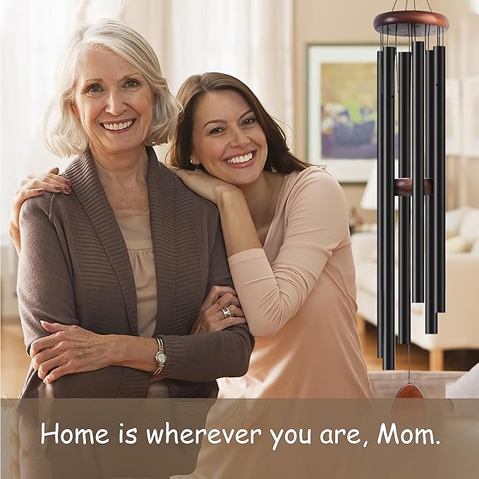 60 Inch Wind Chimes for Outside. Deep Tone Large Wind Chimes with 6 Aluminum Tubes Courtyard Decoration. Windchimes Outdoor Create an Enjoyable Atmosphere & Give Mom a Gift