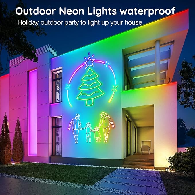 20Ft Neon Rope Lights,Flexible Led Rope Lights Control with App/Remote,Multiple Modes Rope Lights,IP65 Outdoor RGB Led Neon Lights Waterproof,Music Sync Gaming Led Neons Light Strip for Bedroom Decor