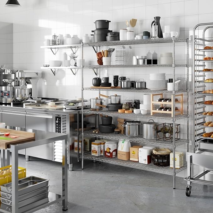 18" Deep x 60" Wide x 74" Height Wire Shelving Kit | 6-Tier | NSF Commercial Storage Rack Unit