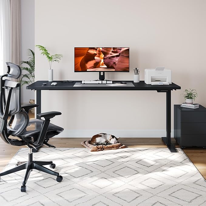 Dual Motor Standing Desk, Large Stand Up Desks, 79x31 Inches Electric Sit Stand Desks, 4 Memory Preset Adjustable Height Computer Table for Home Office with Splice Board (Black)